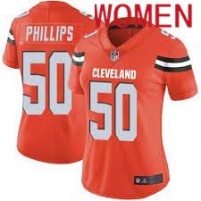 Women Cleveland Browns #50 Jacob Phillips Nike Orange Game NFL Jersey->women nfl jersey->Women Jersey